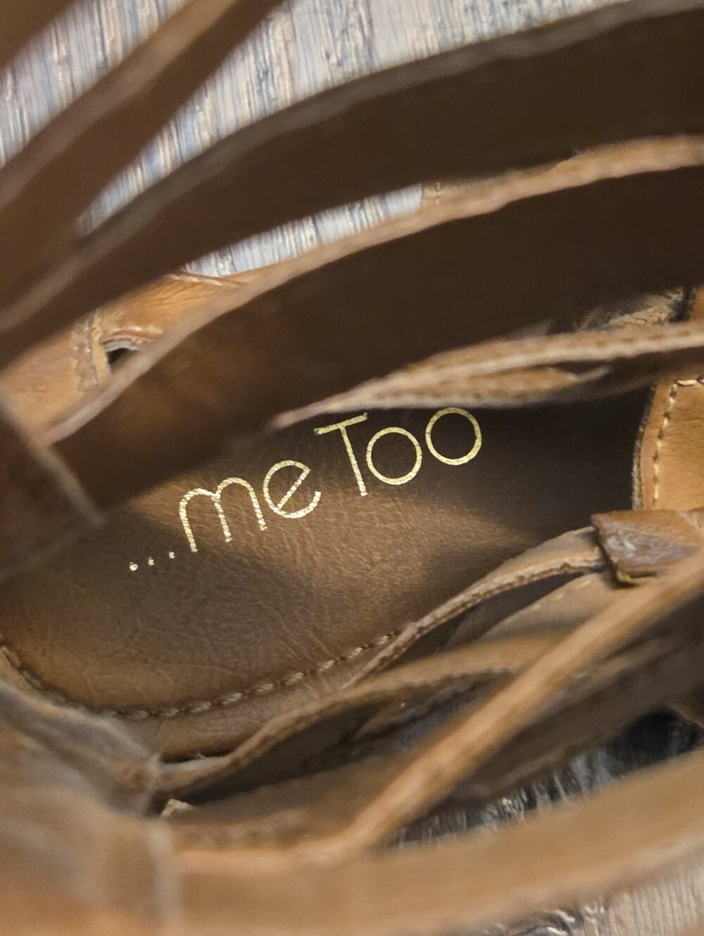 me Too Women's Tan Leather Studded Tall Gladiator Lace-Up Sandals - Size 10 - Picture 5 of 6